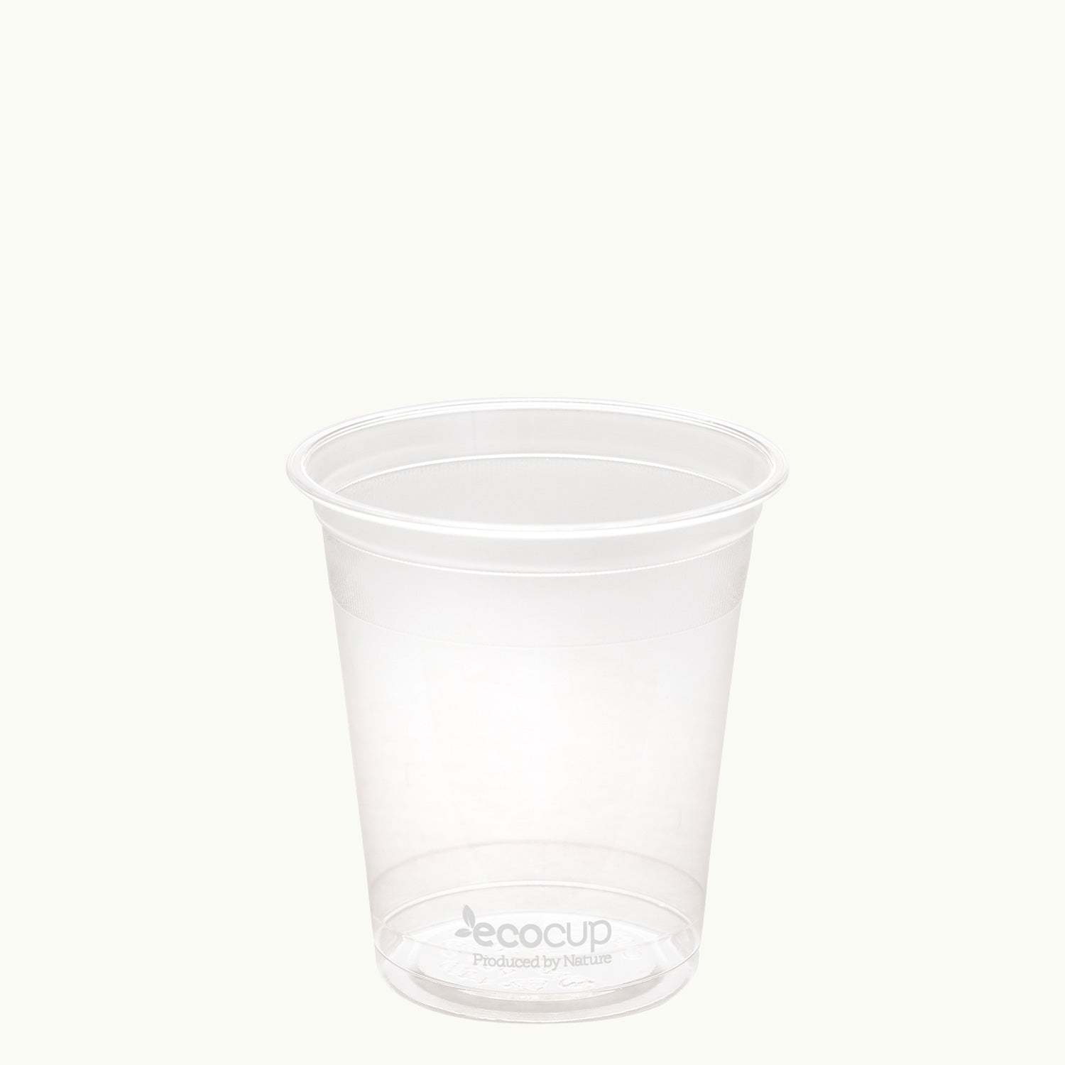 Ecoware bioplastic white logo clear EcoCup.