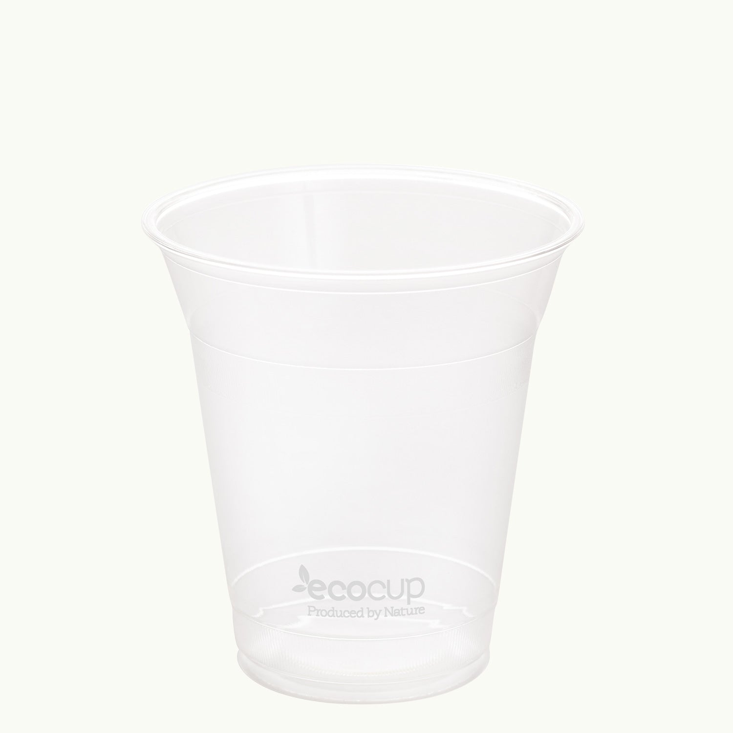 Ecoware bioplastic white logo clear EcoCup.