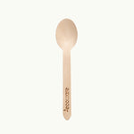 Certified compostable wooden cutlery spoon.